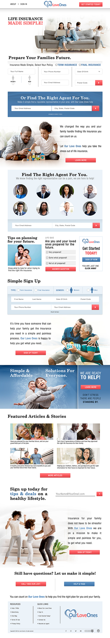 Our Love Ones Insurance Website Design