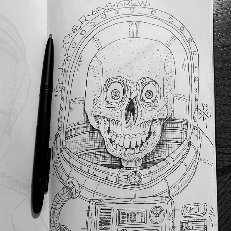 NASA Skull Sketch by Ruben Skull