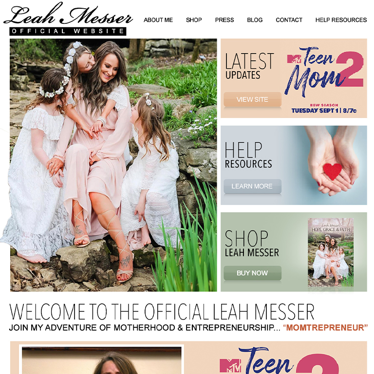 Leah Messer Website Design Feature